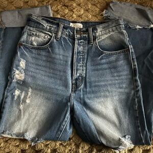 Distressed Blue Denim Shorts